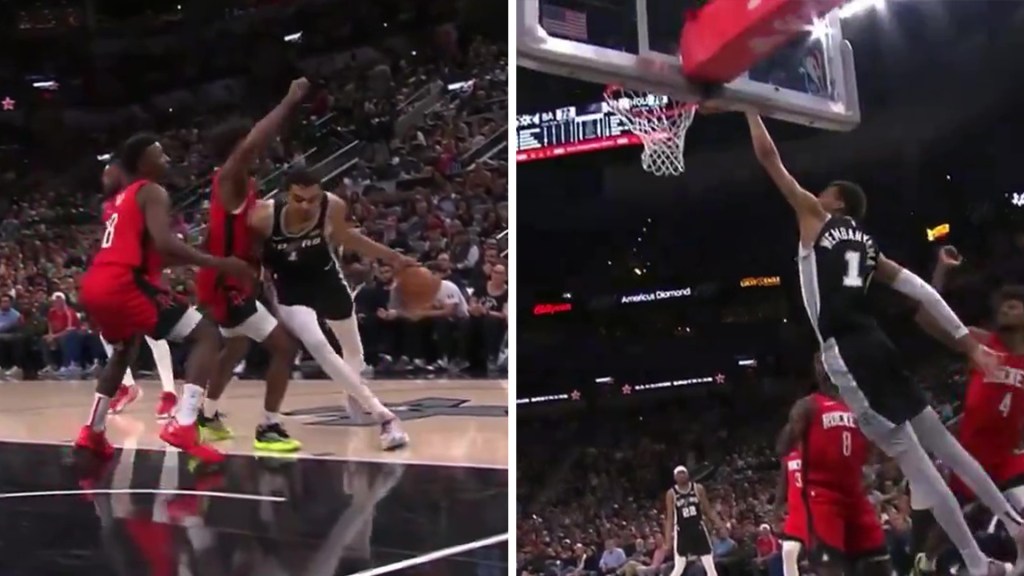Victor Wembanyama a fait un Scoop Dunk ridicule à une main contre les Rockets