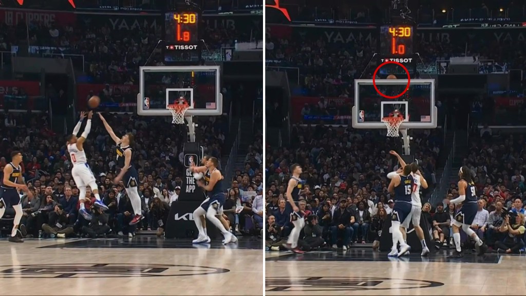 Russell Westbrook a tiré le ballon par-dessus le panneau depuis le bloc