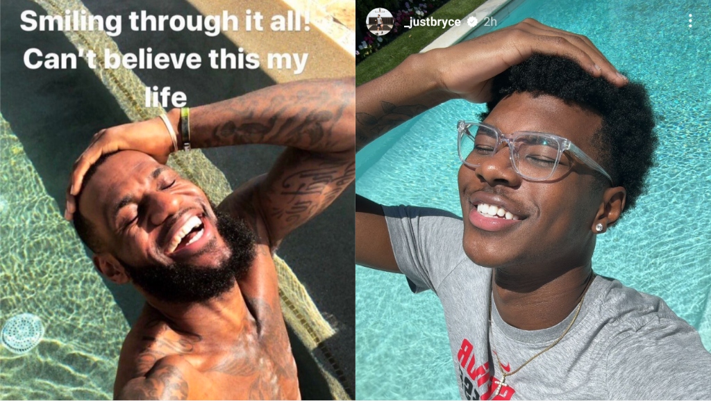 Bryce James a recréé le mème « Smiling Through It All » de LeBron sur Instagram