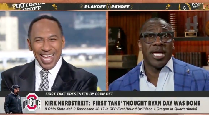 Shannon Sharpe a émis un avertissement à Kirk Herbstreit pour avoir pris une photo lors de la « première prise » : « Ne jouez pas avec moi »