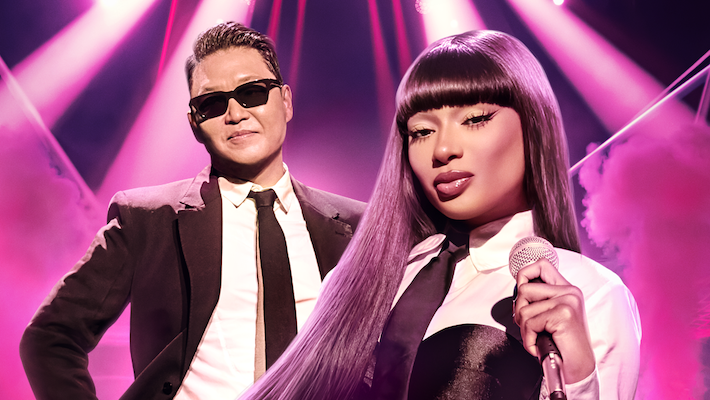 Megan thee étalon et psy artisanat un affrontement de la culture folle dans la première bande-annonce «kpopped»